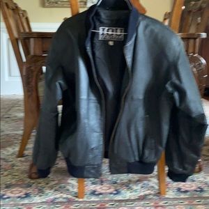 Black bomber leather jacket